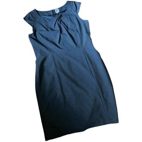 Anne Klein Gray Shift Dress Size 14 Sleeveless Back Zip Midi Career Minimalist - Picture 14 of 15